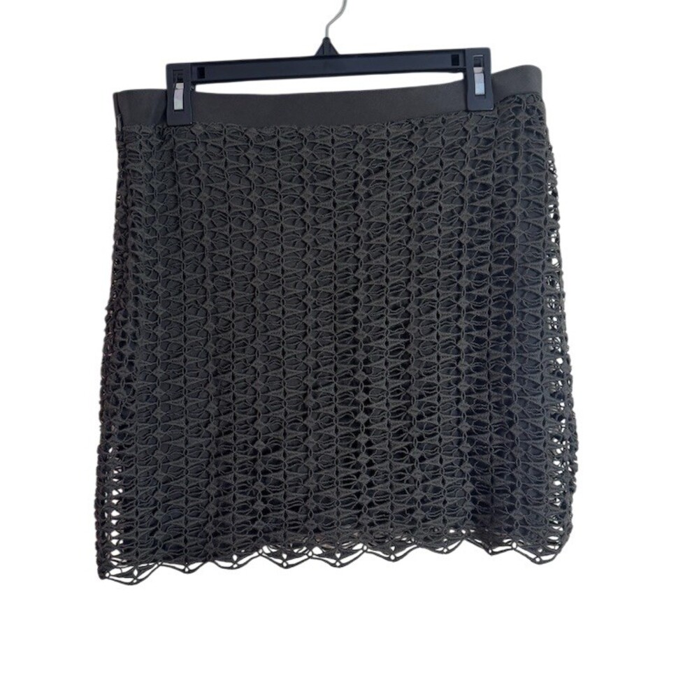 J.Crew Mini Skirt Womens Size M Black Crochet Lace Cocktail Party Workwear - Picture 2 of 3